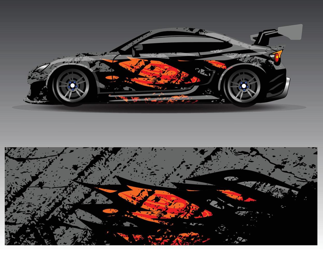 bil wrap design vektor. grafisk abstrakt stripe racing bakgrund kit designs för wrap fordon racer bil rally äventyr och livery vektor