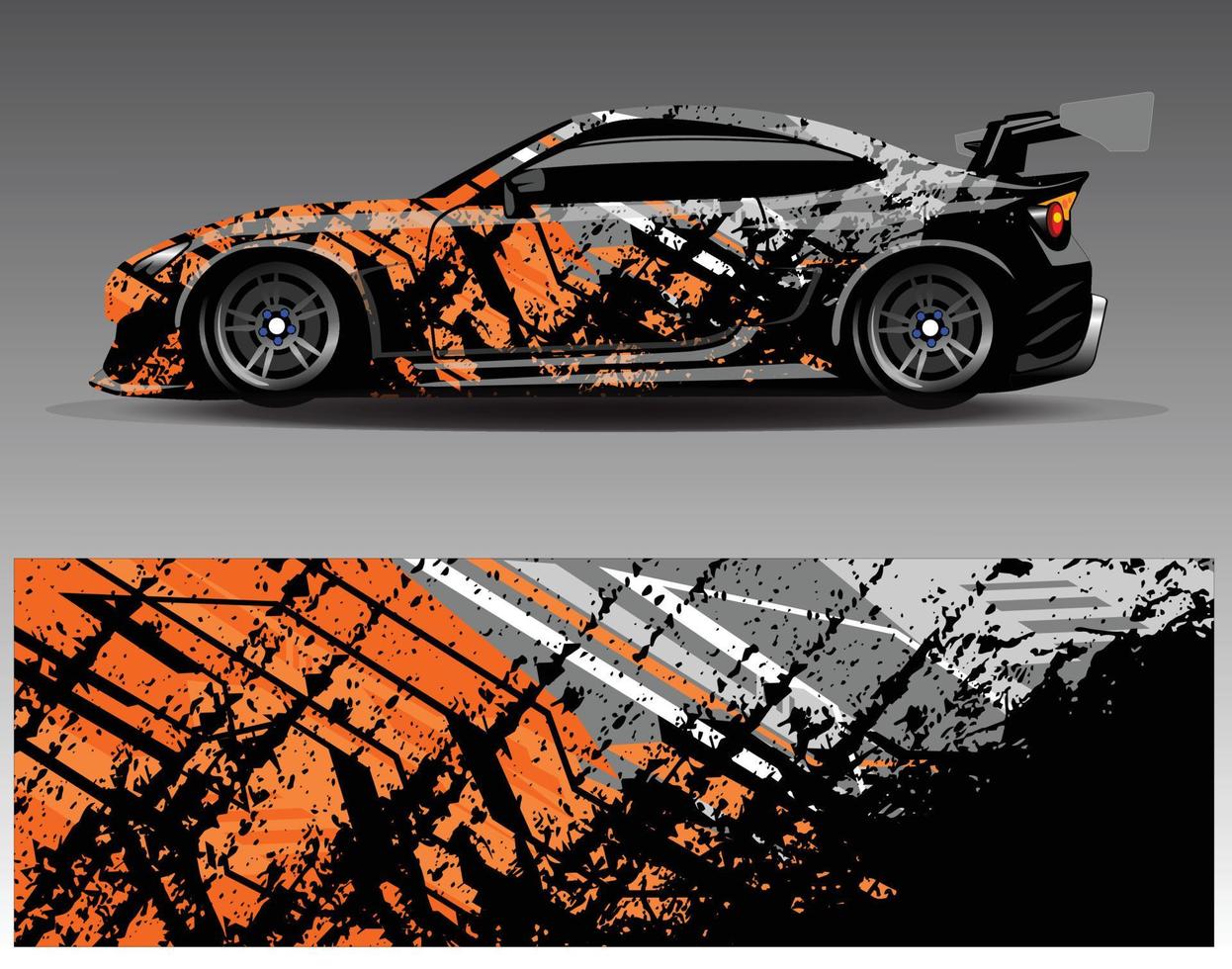 bil wrap design vektor. grafisk abstrakt stripe racing bakgrund kit designs för wrap fordon racer bil rally äventyr och livery vektor