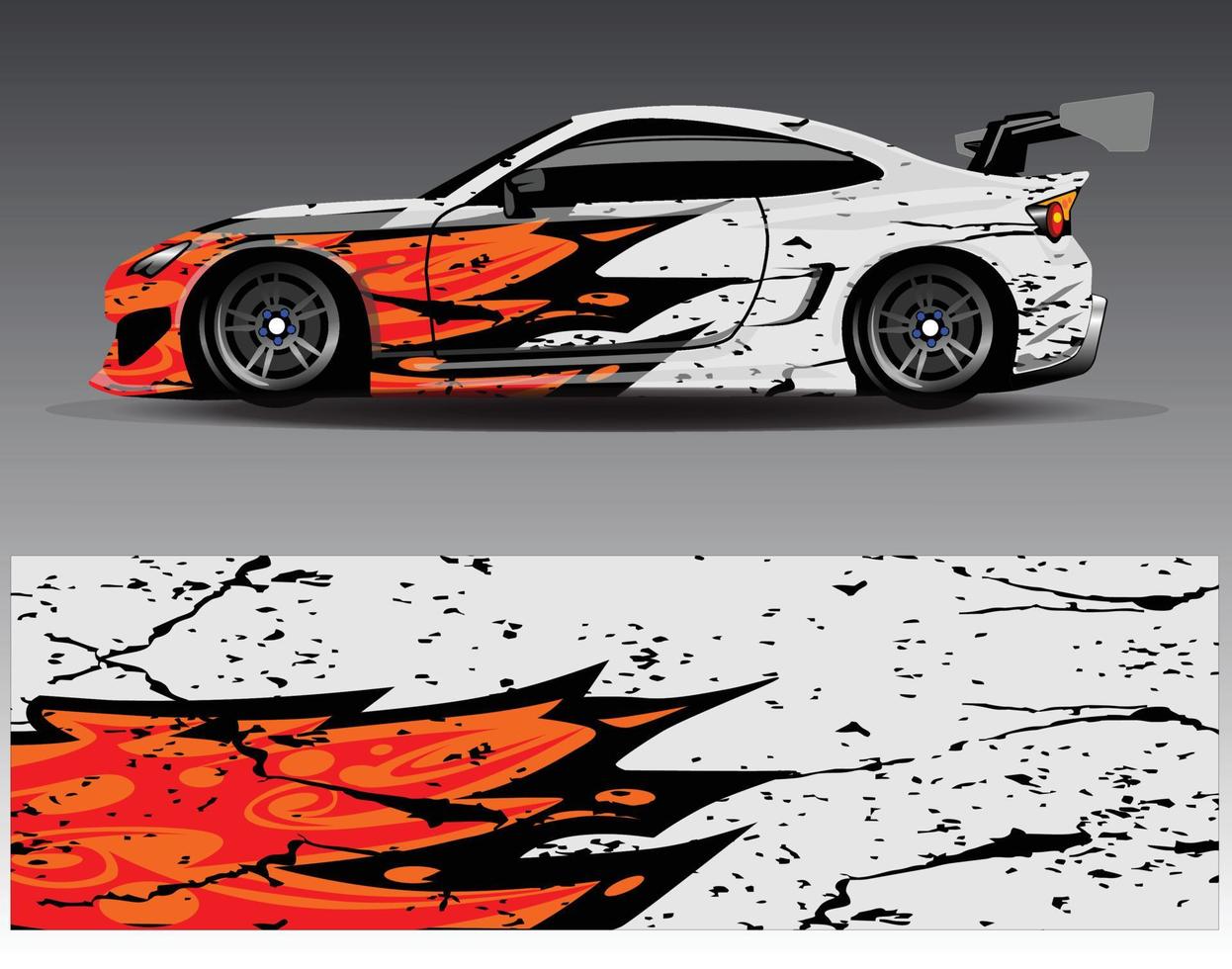 bil wrap design vektor. grafisk abstrakt stripe racing bakgrund kit designs för wrap fordon racer bil rally äventyr och livery vektor