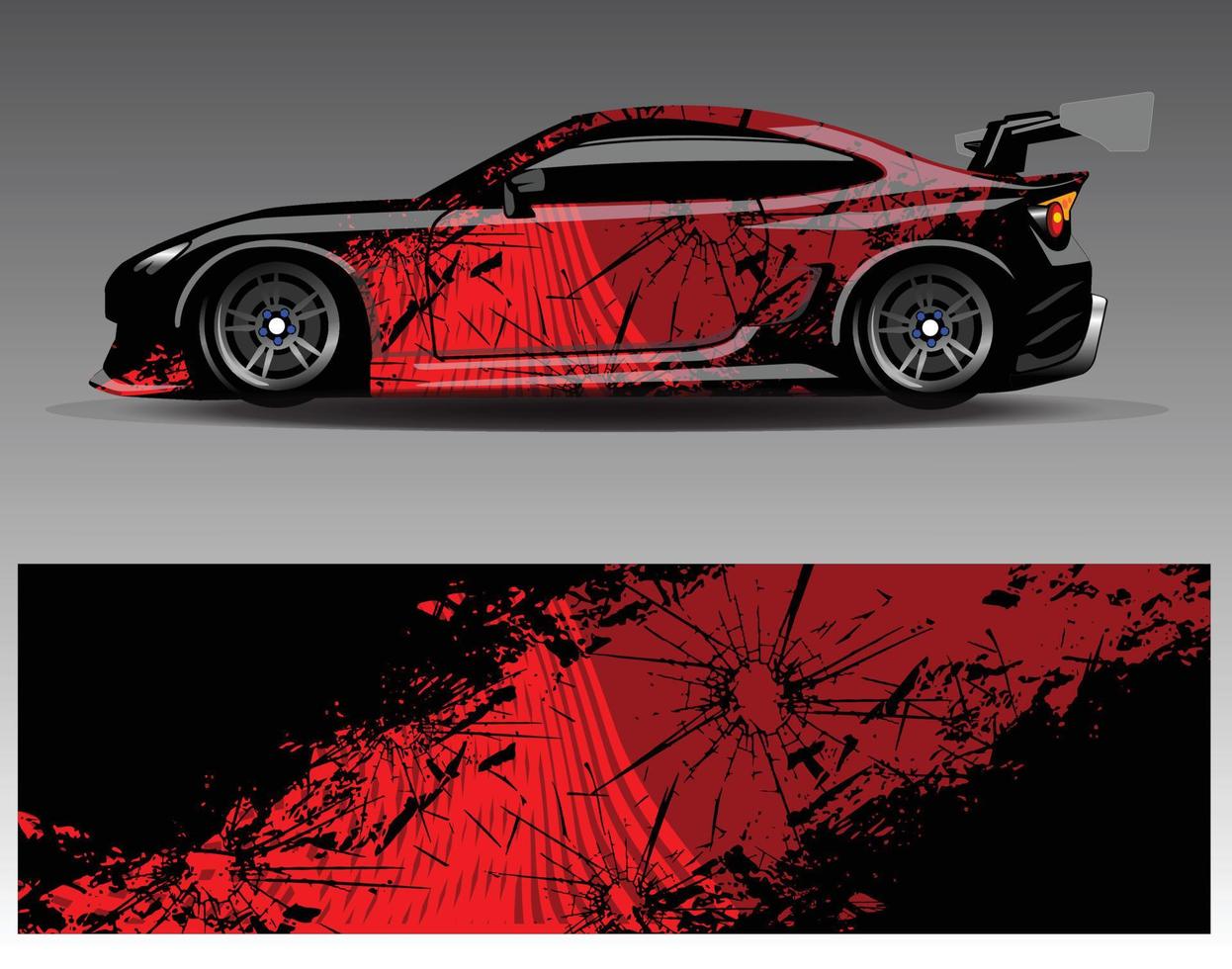 Auto-Wrap-Design-Vektor. grafische abstrakte Streifen-Rennhintergrund-Kit-Designs für Wrap-Fahrzeug-Rennwagen-Rallye-Abenteuer und Lackierungen vektor