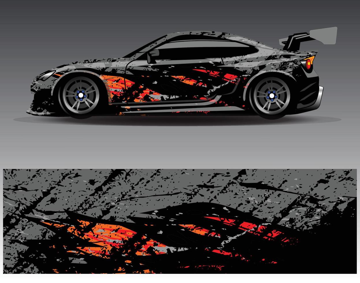 bil wrap design vektor. grafisk abstrakt stripe racing bakgrund kit designs för wrap fordon racer bil rally äventyr och livery vektor