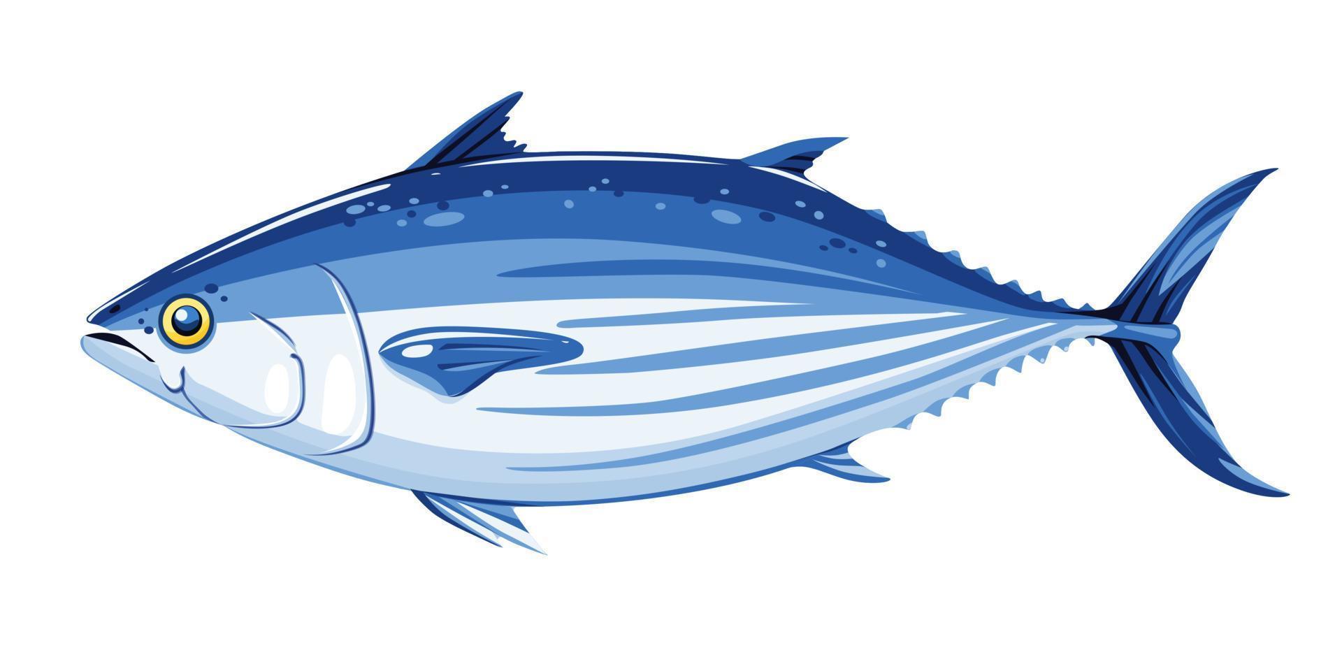 tonfisk vektor illustration tecknad serie platt ikon isolerat på vit.