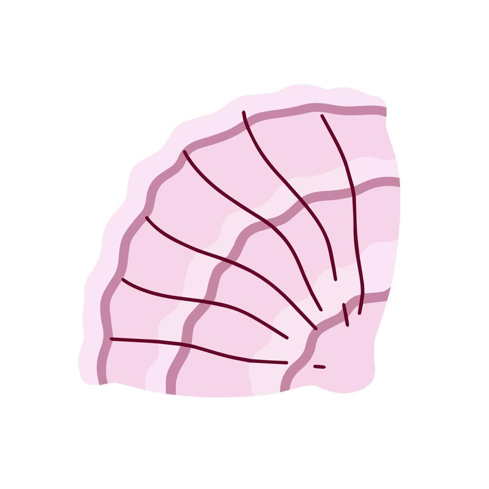 Schale im Doodle-Stil. Muschel von Wassertiermuscheln. Meeresdekoration. flache karikaturillustration lokalisiert auf weiß vektor
