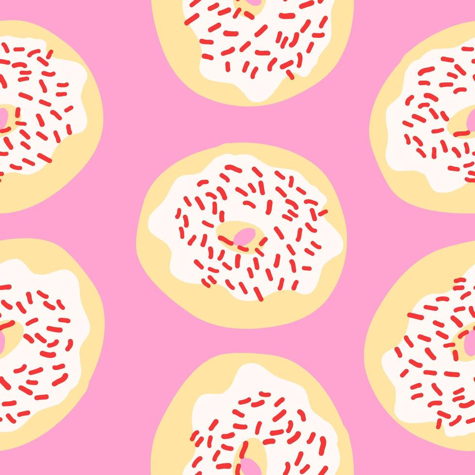 Donuts-Muster. vektorillustration im flachen karikaturstil lokalisiert auf rosa hintergrund vektor