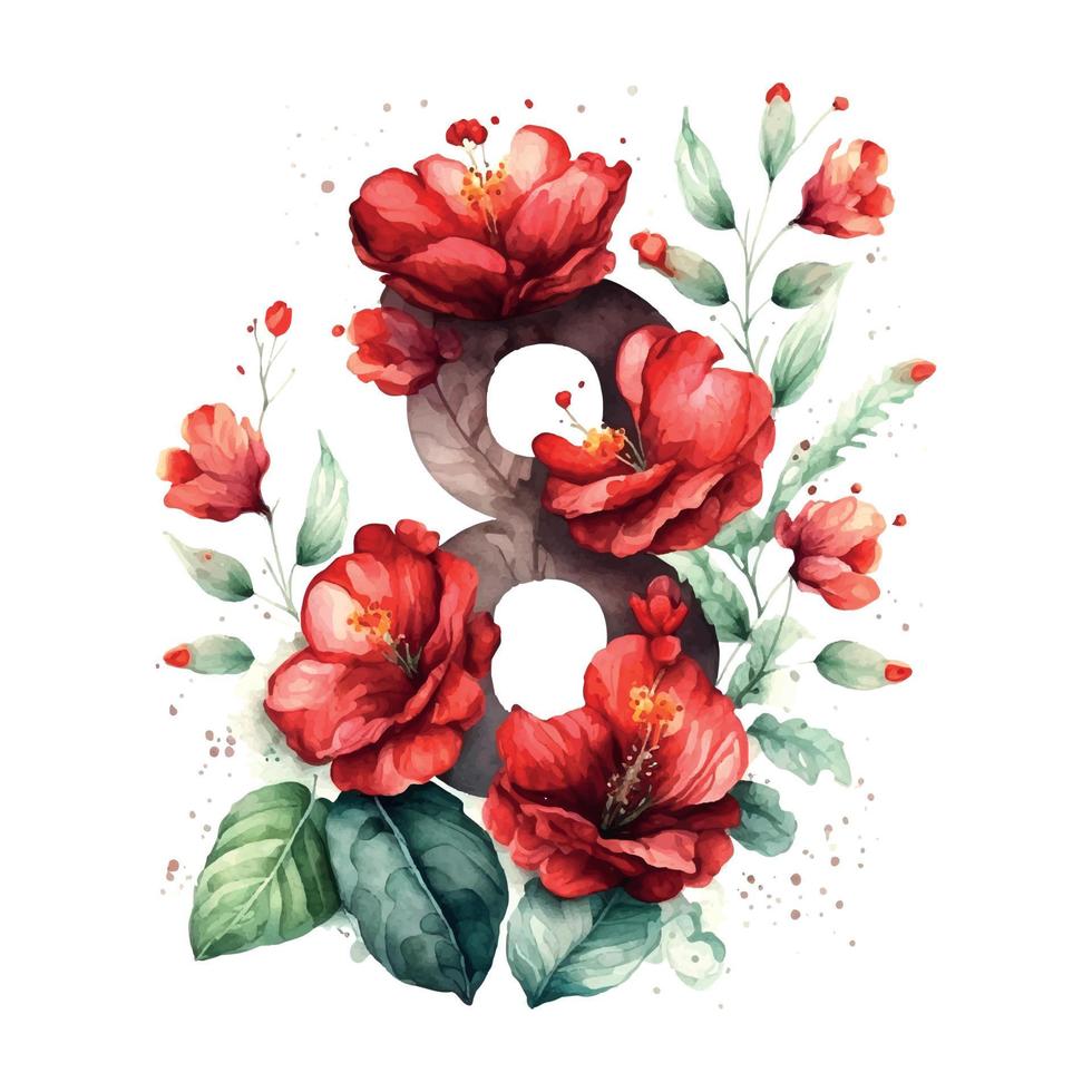 Hyazinthe, Tulpen und Rosen Hintergrund im Aquarell Stil, Gruß Karte zum 8 März Urlaub. vektor
