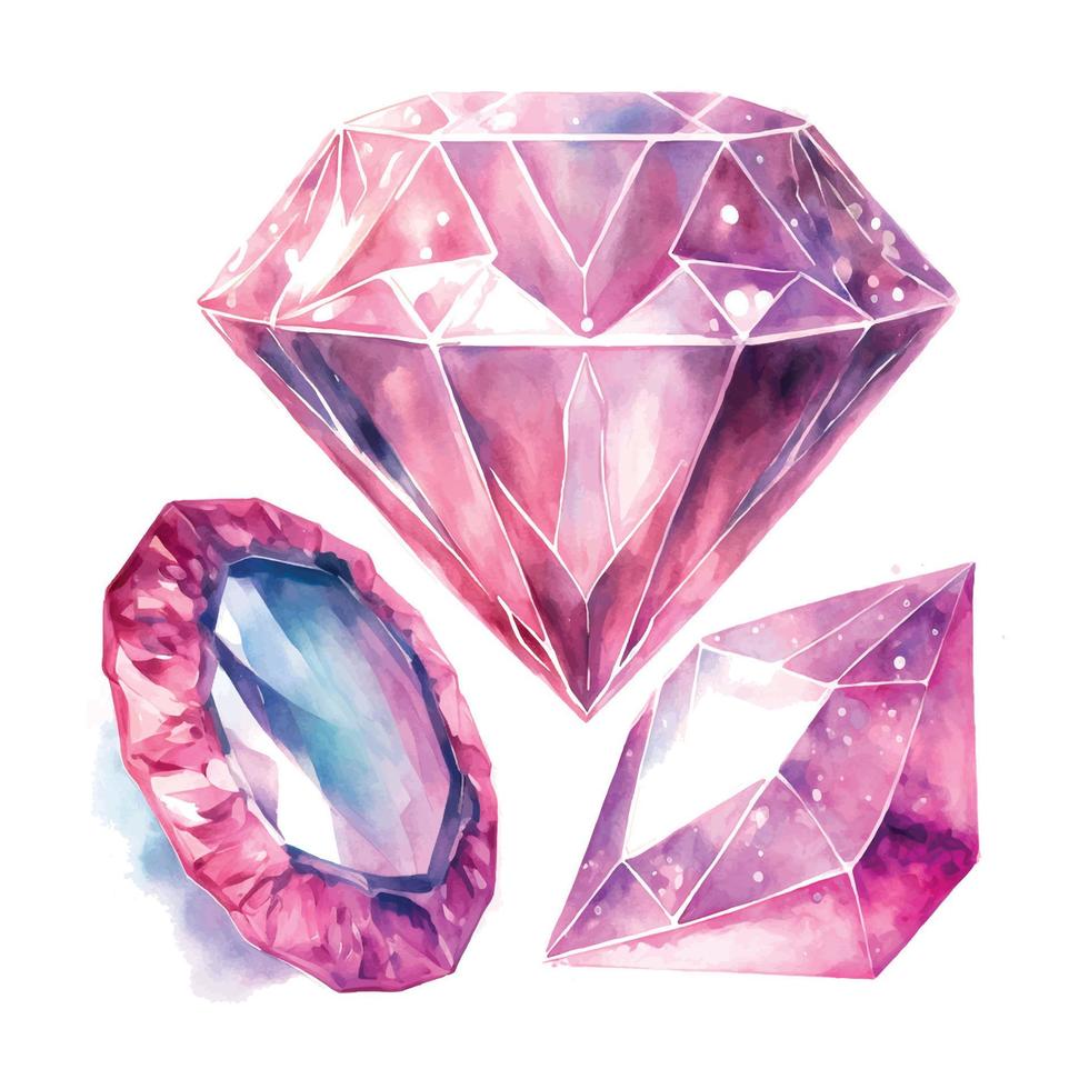 lila Rosa Diamant Felsen Schmuck Mineral. isoliert Illustration Element. geometrisch Quarz Polygon Kristall Stein Mosaik gestalten Amethyst Juwel. vektor