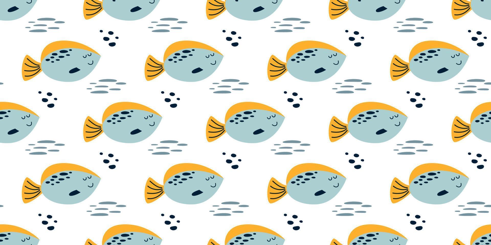 bebis skriva ut fisk. nautisk bebis mönster. roligt fisk mönster hav barn bakgrund. nautisk bebis tyg textil, textur, marin tema design. födelsedag strand fest scrapbooking t skjorta vektor illustration.