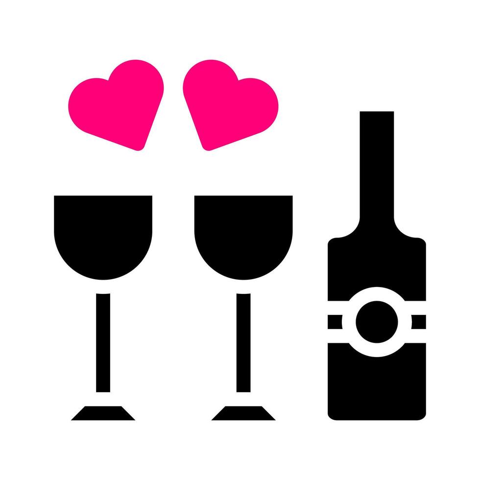 vin ikon fast svart rosa stil valentine illustration vektor element och symbol perfekt.