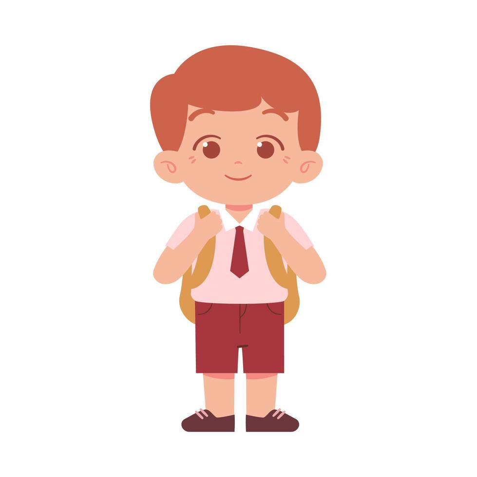 liten pojke karaktär. elementärt skola barn bär enhetlig illustration vektor