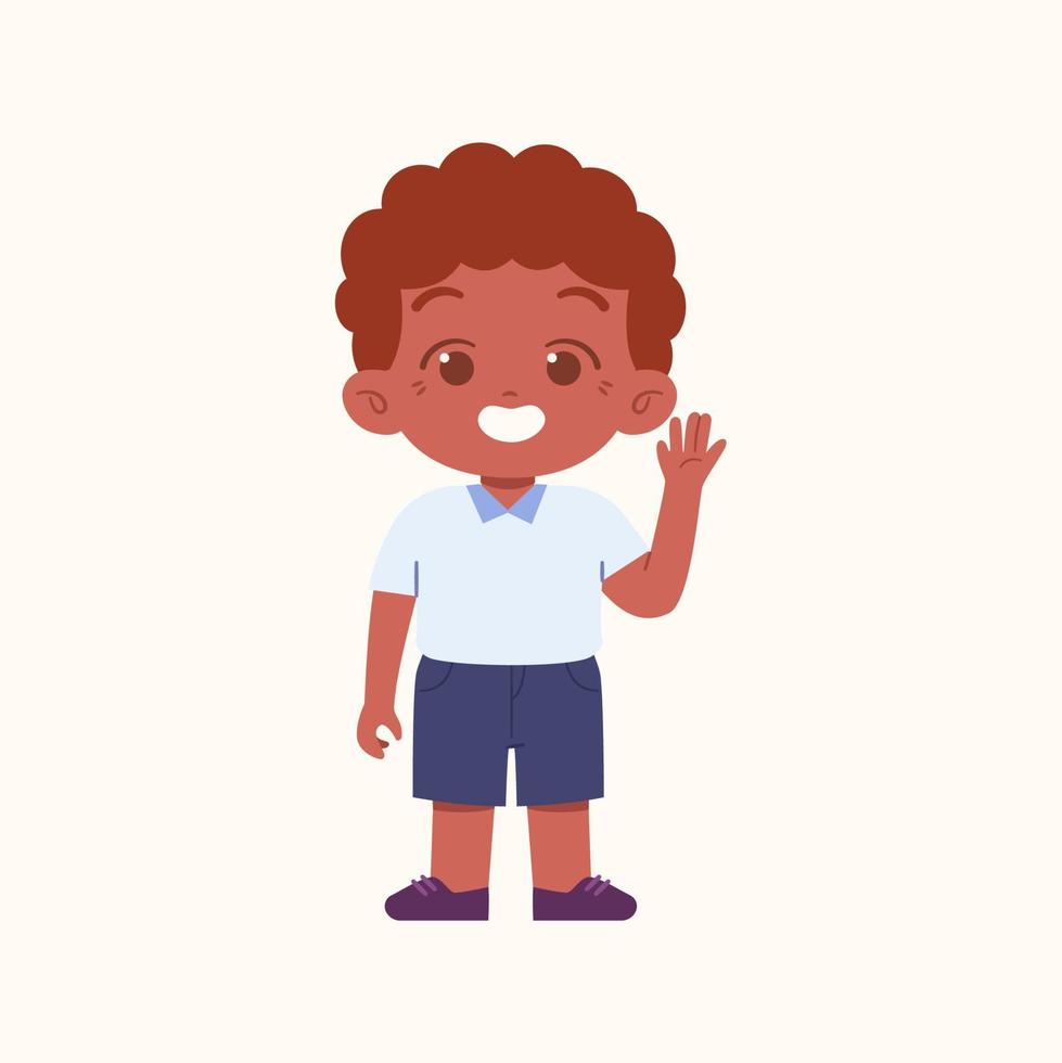 wenig Junge Charakter. elementar Schule Kinder tragen Uniform Illustration vektor