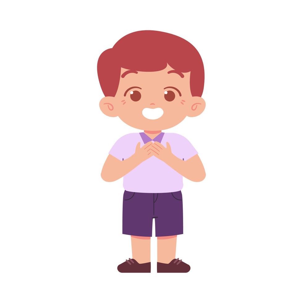 wenig Junge Charakter. elementar Schule Kinder tragen Uniform Illustration vektor