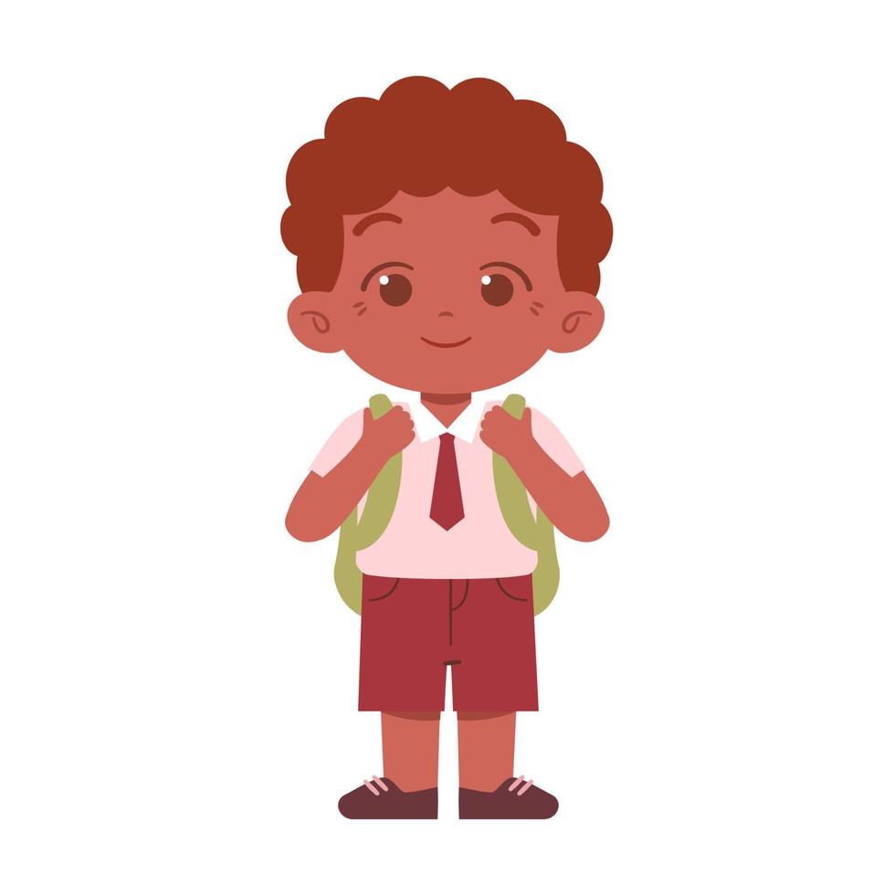 wenig Junge Charakter. elementar Schule Kinder tragen Uniform Illustration vektor