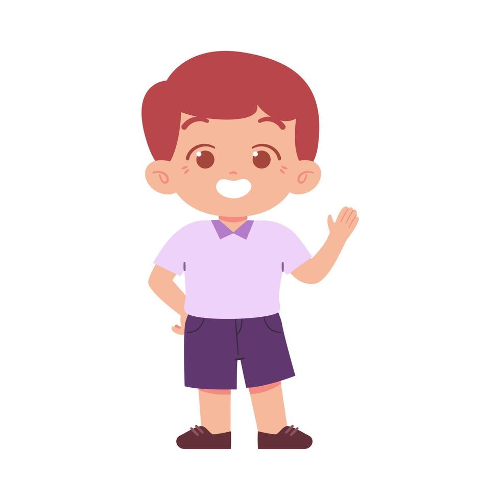 wenig Junge Charakter. elementar Schule Kinder tragen Uniform Illustration vektor