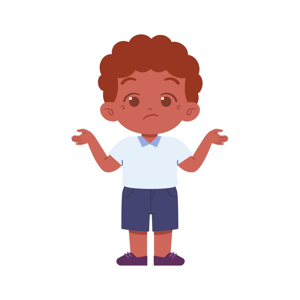 wenig Junge Charakter. elementar Schule Kinder tragen Uniform Illustration vektor