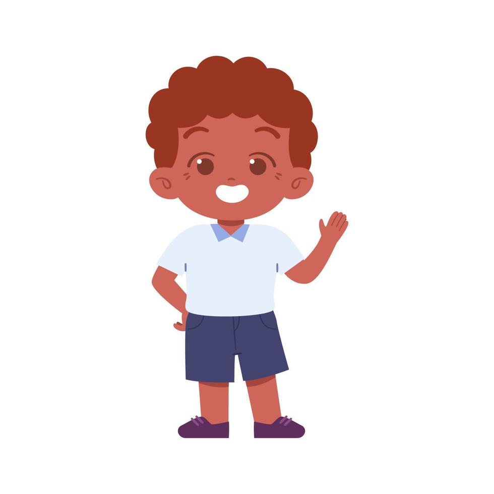 wenig Junge Charakter. elementar Schule Kinder tragen Uniform Illustration vektor