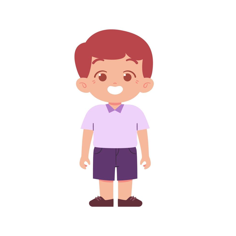 wenig Junge Charakter. elementar Schule Kinder tragen Uniform Illustration vektor