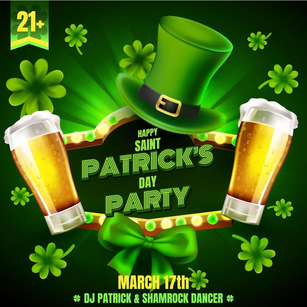 st. Patrick's Day Shamrock Party Illustration mit Bier und anderen Kobold Attribut vektor