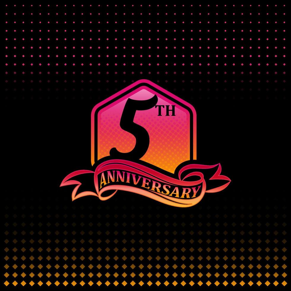 fünf Jahre Jahrestag Feier Logotyp. 5 .. Jahrestag Logo, schwarz Hintergrund vektor