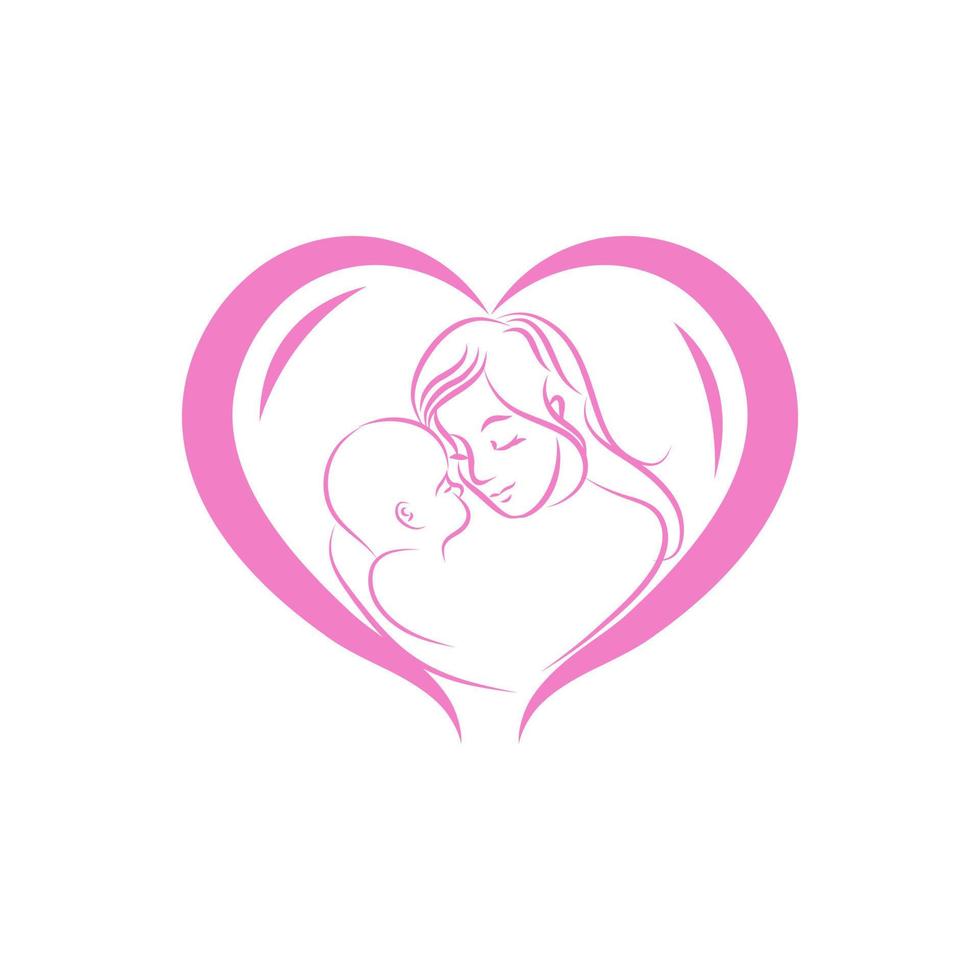 Mutterliebe. Mütter und Baby-Logo-Designs-Symbol vektor