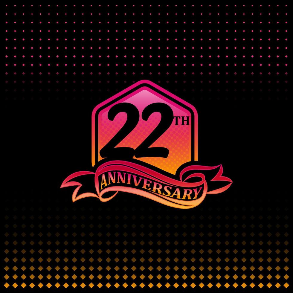 zweiundzwanzig Jahre Jahrestag Feier Logotyp. 22 Jahrestag Logo, schwarz Hintergrund vektor