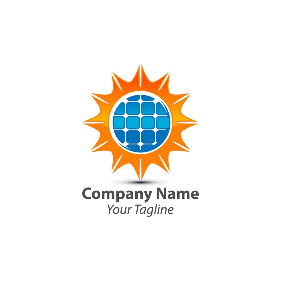 Sonne Solarenergie Logo Design-Vorlage. Logodesigns für Solartechnik vektor