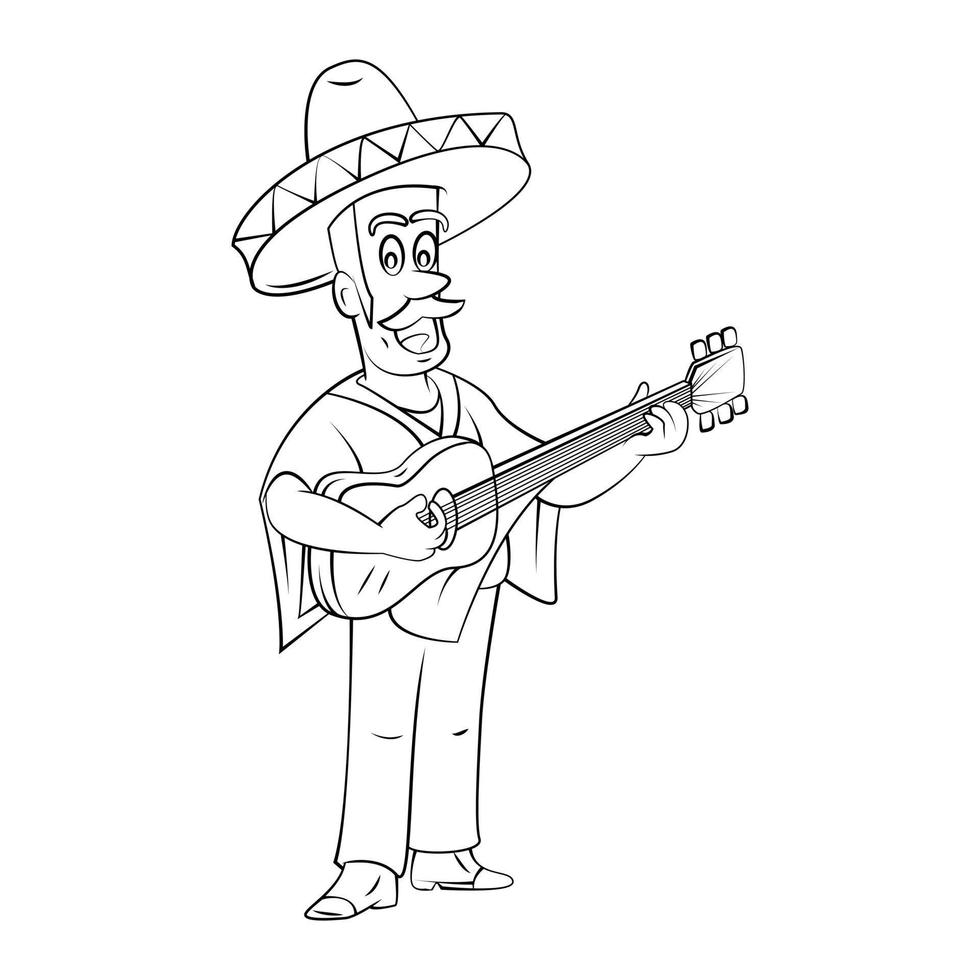 Mexikaner Mann spielen Gitarre Illustration vektor