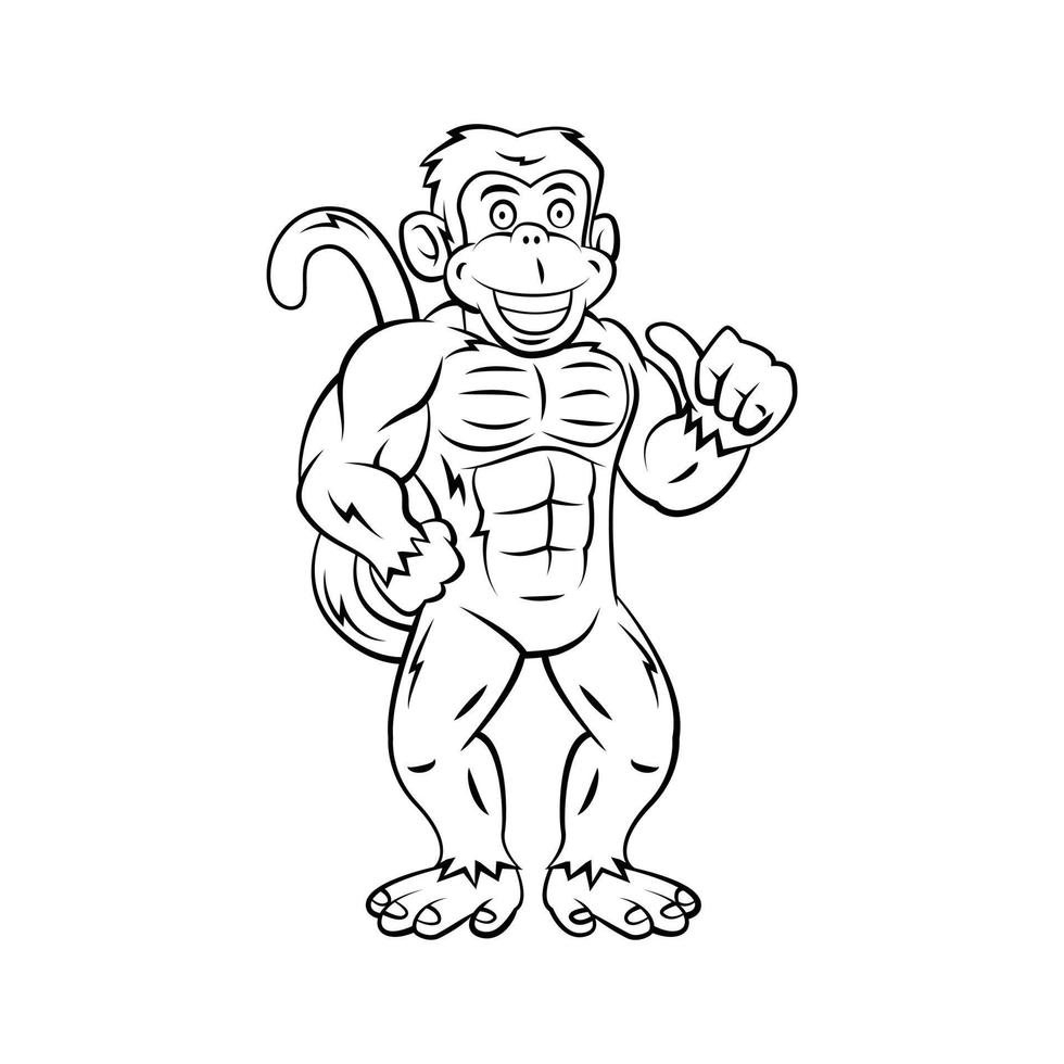 stark Affe Vektor Illustration auf Weiß Hintergrund