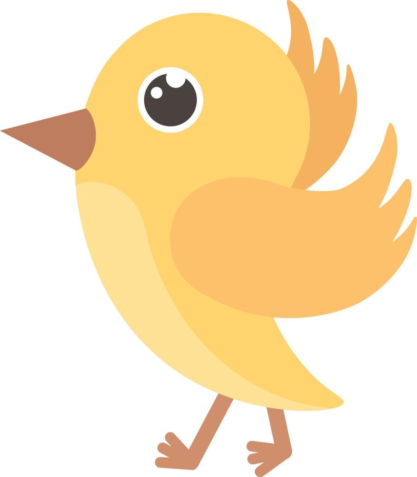 birdie. de bild av en gul fågel. flygande söt fågel i tecknad serie stil. vektor illustration isolerat på en vit bakgrund
