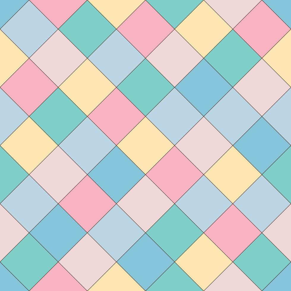 geometrisch nahtlos Muster. ein Muster mit das Bild von mehrfarbig Quadrate von Rosa, Grün, Blau und Gelb. Muster im Pastell- Farben. Vektor