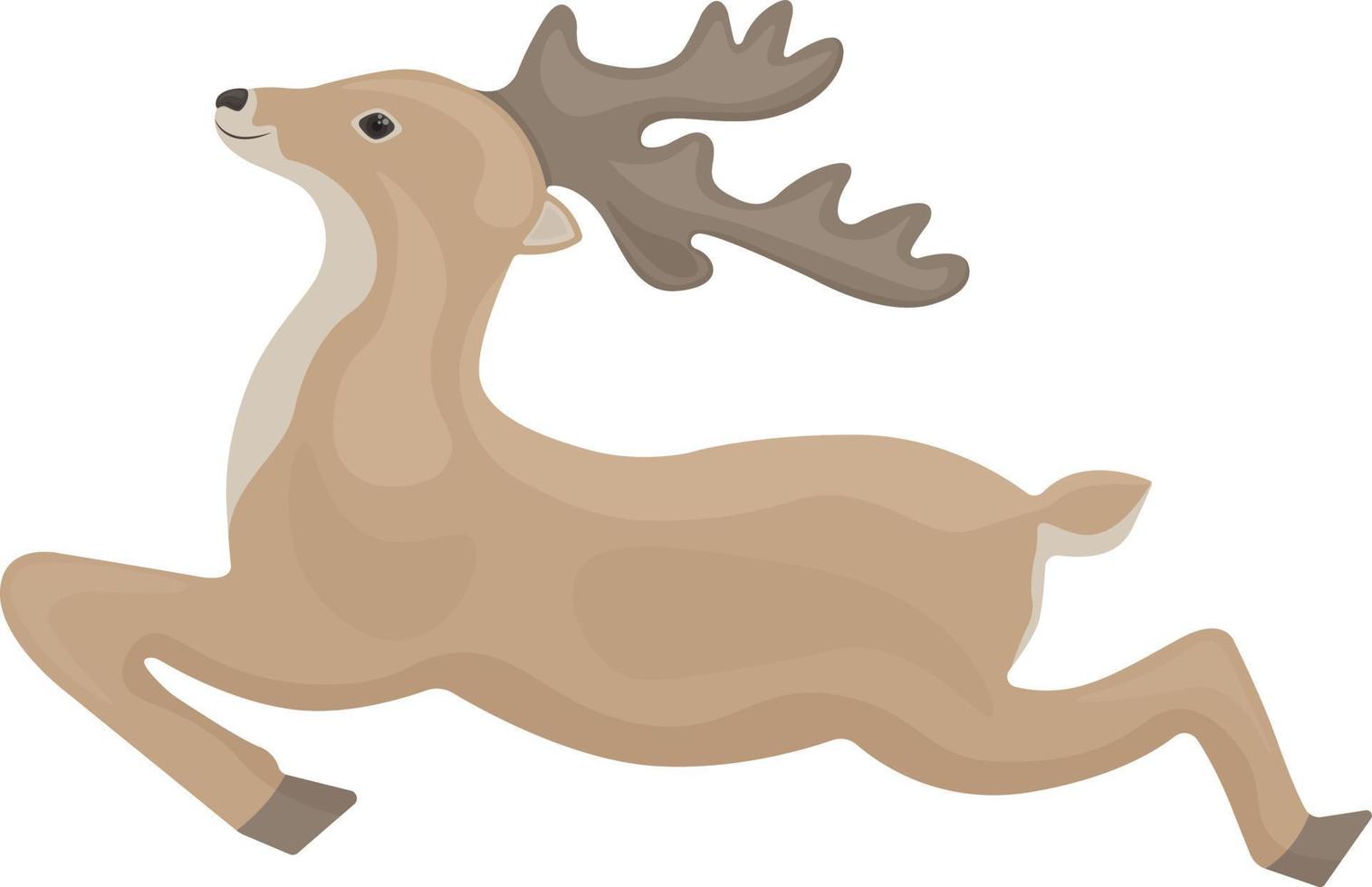söt bild av en löpning rådjur med stor horn. santa claus jul ren i tecknad serie stil. vektor illustration isolerat på en vit bakgrund