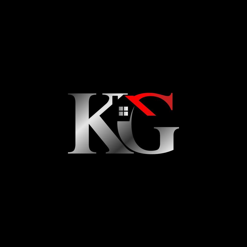 Brief oder Wort kg Schriftart mit Kamin Dach Haus und Ball Fenster Bild Grafik Symbol Logo Design abstrakt Konzept Vektor Aktie. können Sein benutzt wie ein Symbol verbunden zu Eigentum oder Initial.