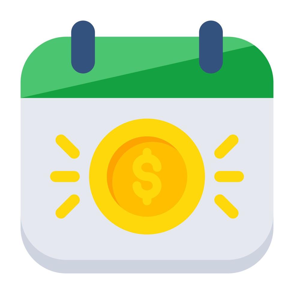 Symbol des Geldes mit Kalender, flaches Design des Zahlungstages vektor