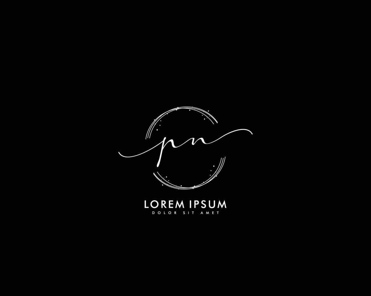 första brev pn feminin logotyp skönhet monogram och elegant logotyp design, handstil logotyp av första signatur, bröllop, mode, blommig och botanisk med kreativ mall vektor