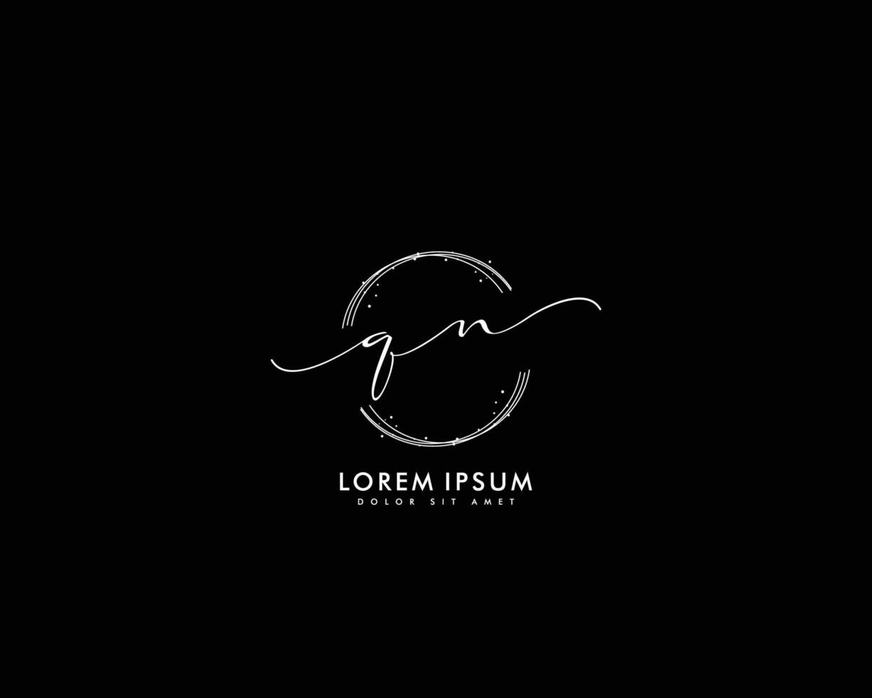 första brev qn feminin logotyp skönhet monogram och elegant logotyp design, handstil logotyp av första signatur, bröllop, mode, blommig och botanisk med kreativ mall vektor