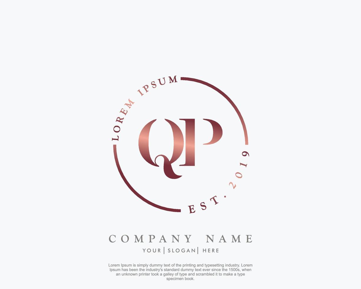 Initiale Brief qp feminin Logo Schönheit Monogramm und elegant Logo Design, Handschrift Logo von Initiale Unterschrift, Hochzeit, Mode, Blumen- und botanisch mit kreativ Vorlage vektor