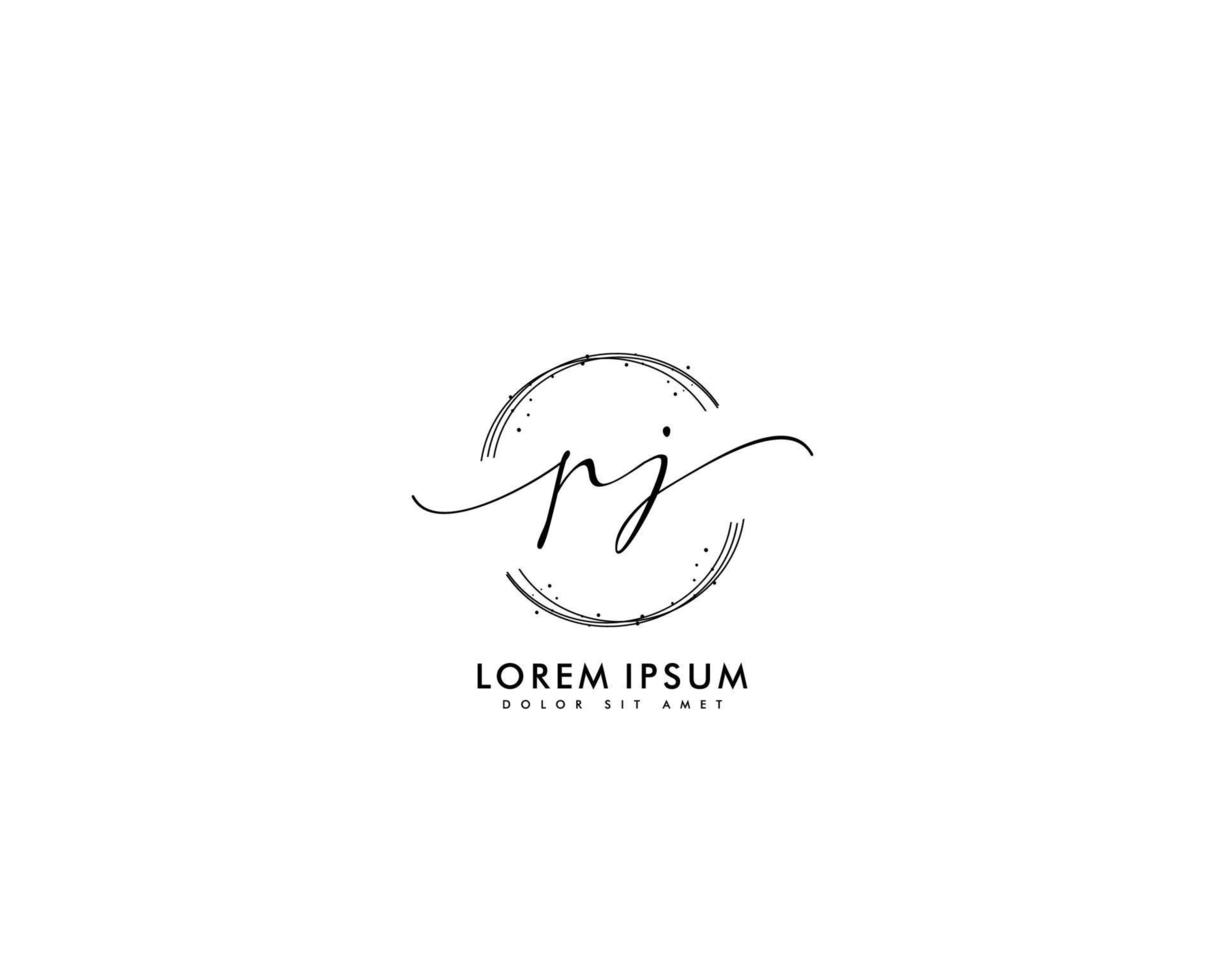 första brev pj feminin logotyp skönhet monogram och elegant logotyp design, handstil logotyp av första signatur, bröllop, mode, blommig och botanisk med kreativ mall vektor