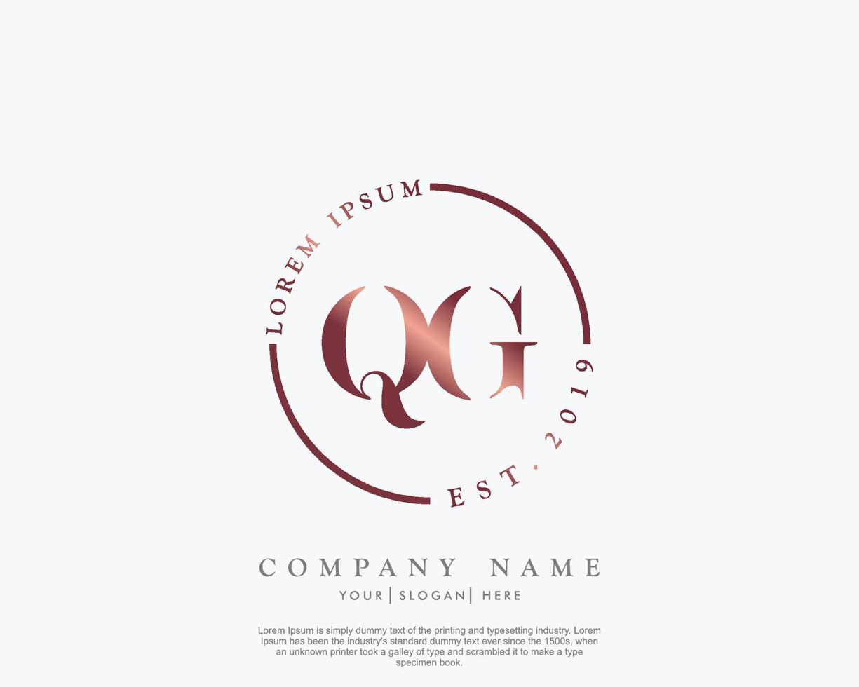 Initiale Brief qg feminin Logo Schönheit Monogramm und elegant Logo Design, Handschrift Logo von Initiale Unterschrift, Hochzeit, Mode, Blumen- und botanisch mit kreativ Vorlage vektor