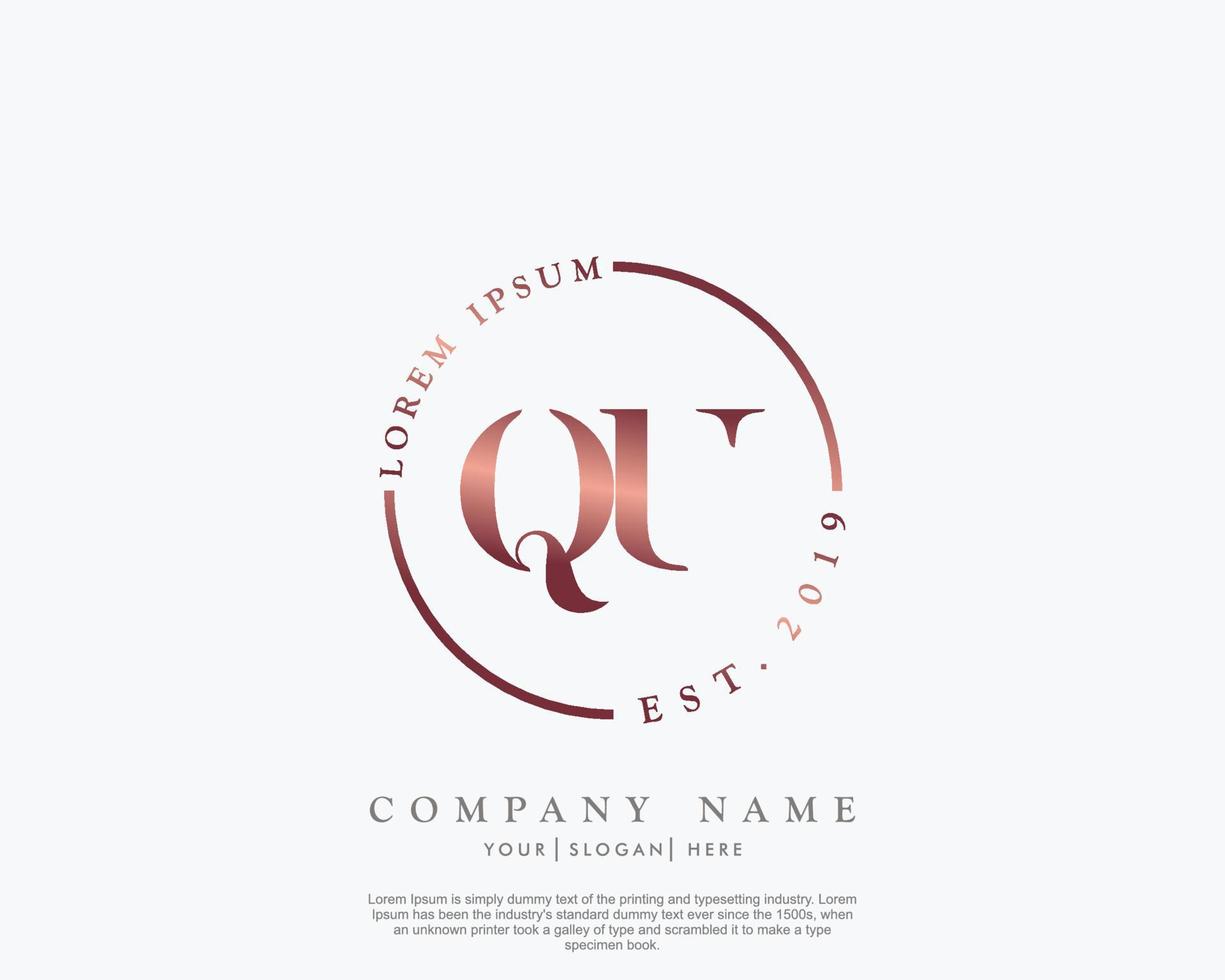 första brev qu feminin logotyp skönhet monogram och elegant logotyp design, handstil logotyp av första signatur, bröllop, mode, blommig och botanisk med kreativ mall vektor