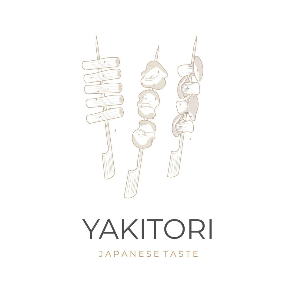 Yakitori Linie Kunst Vektor Illustration Logo