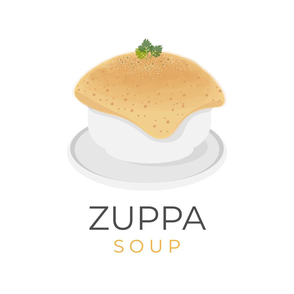 italiensk zuppa soppa eller zuppa toscana vektor illustration logotyp