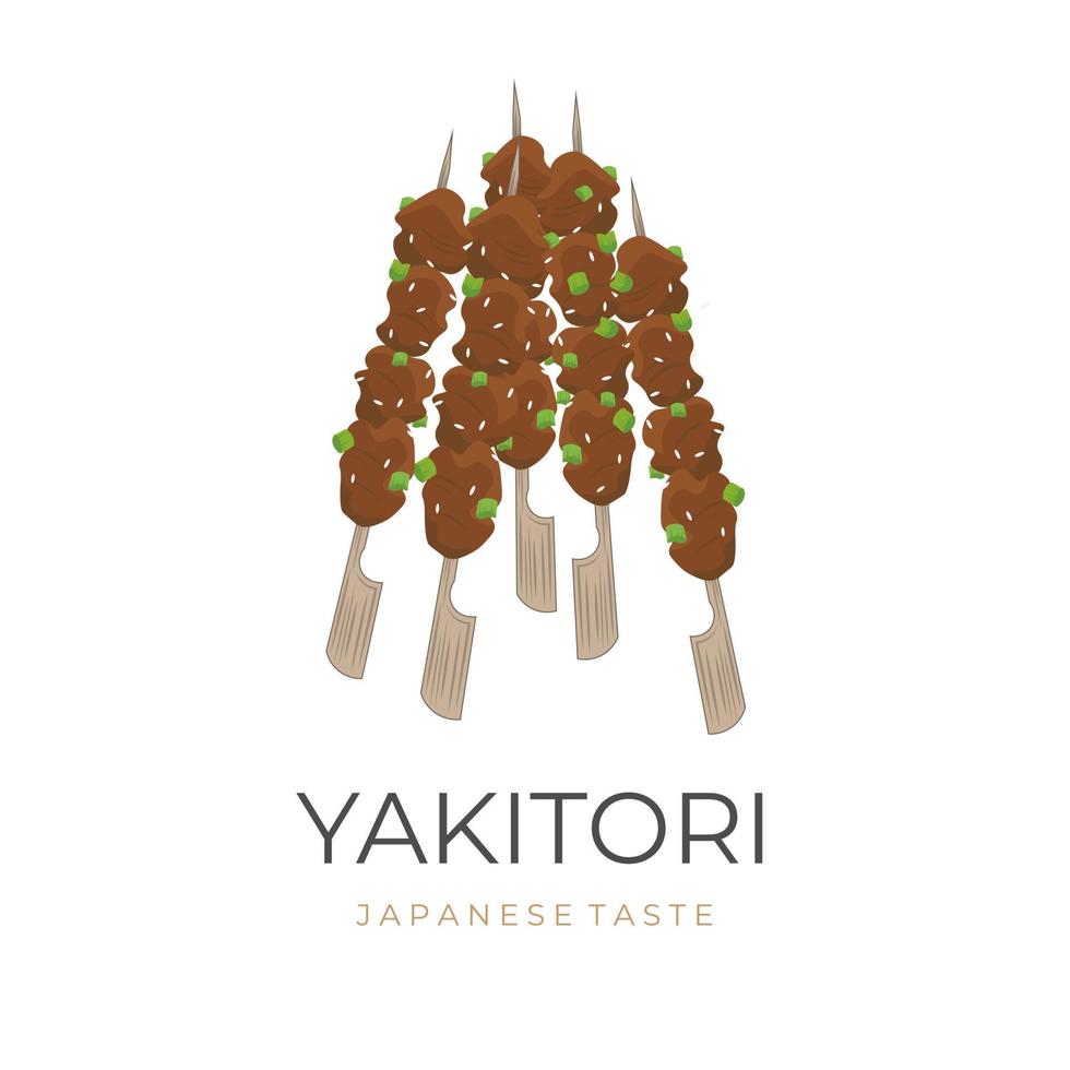 köstlich Yakitori Vektor Illustration Logo mit Bambus Spieß