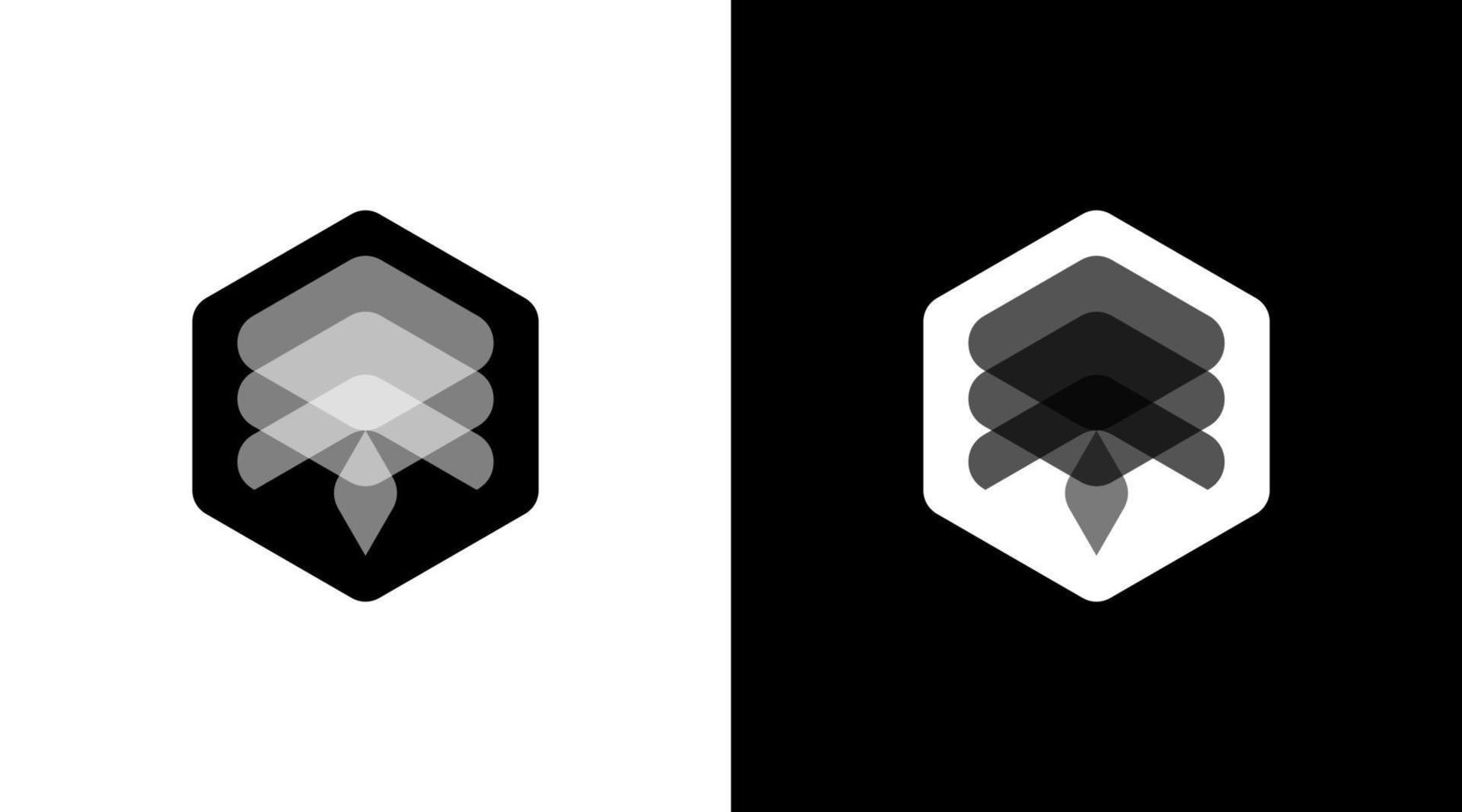 företag logotyp platt sexhörning teknologi svart och vit ikon illustration stil mönster mallar vektor