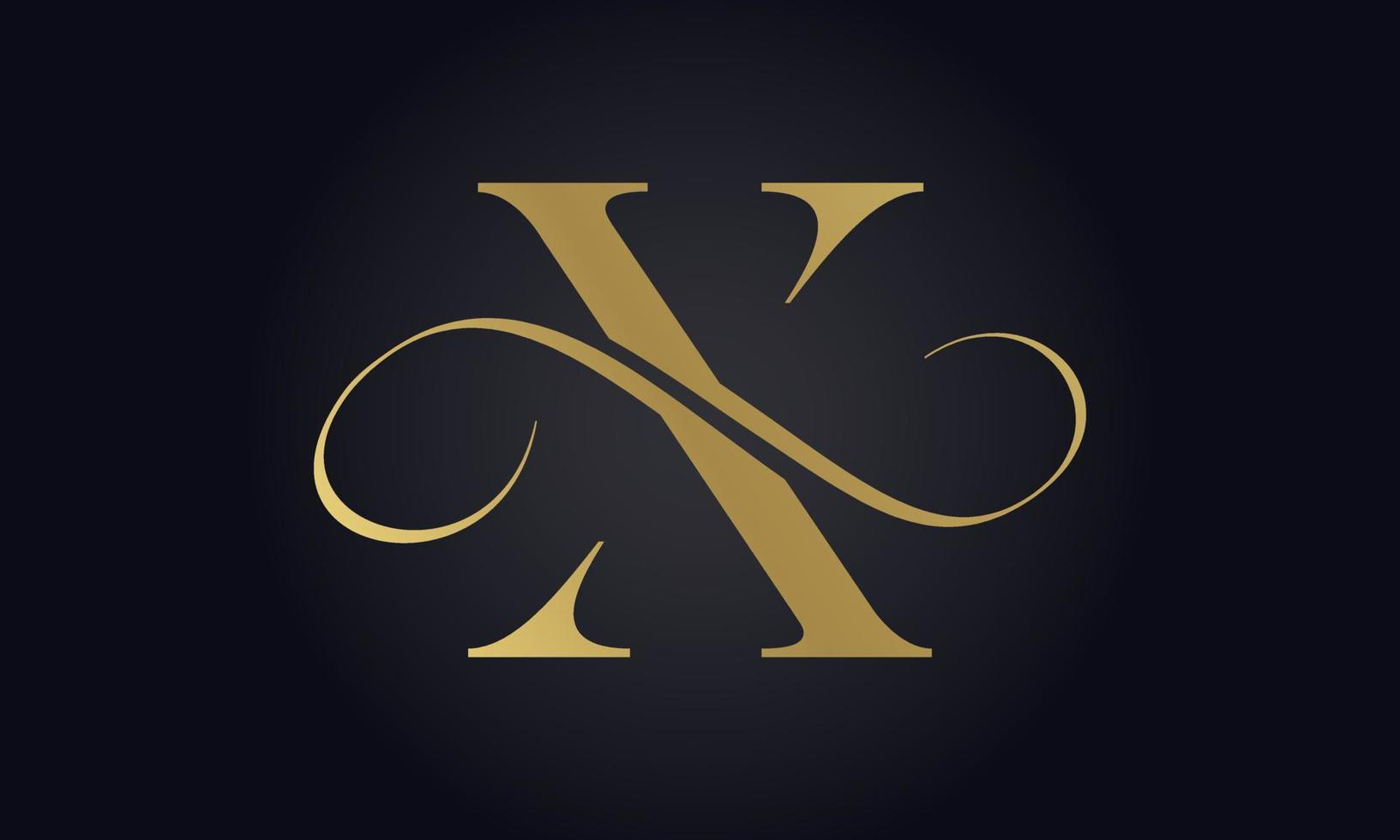 Luxus Brief x Logo Vorlage im Gold Farbe. Initiale Luxus x Brief Logo Design. schön Logo Design zum Luxus Unternehmen Branding. vektor