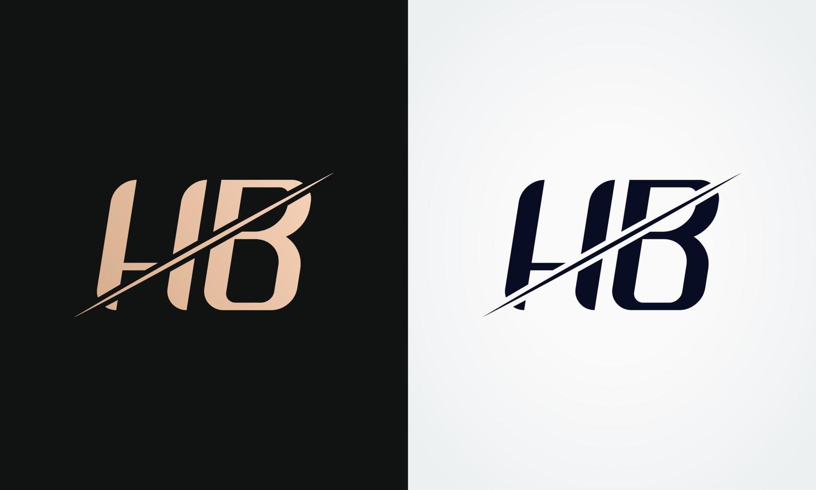 hb Brief Logo Design Vektor Vorlage. Gold und schwarz Brief hb Logo Design