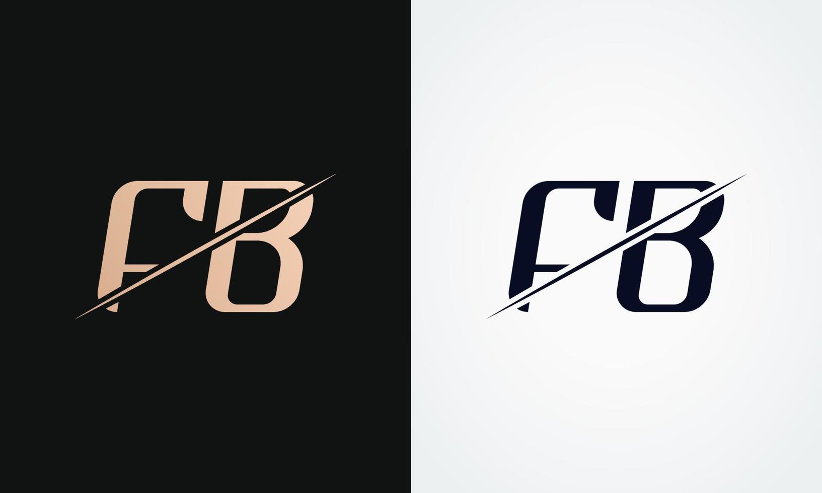 fb brev logotyp design vektor mall. guld och svart brev fb logotyp design
