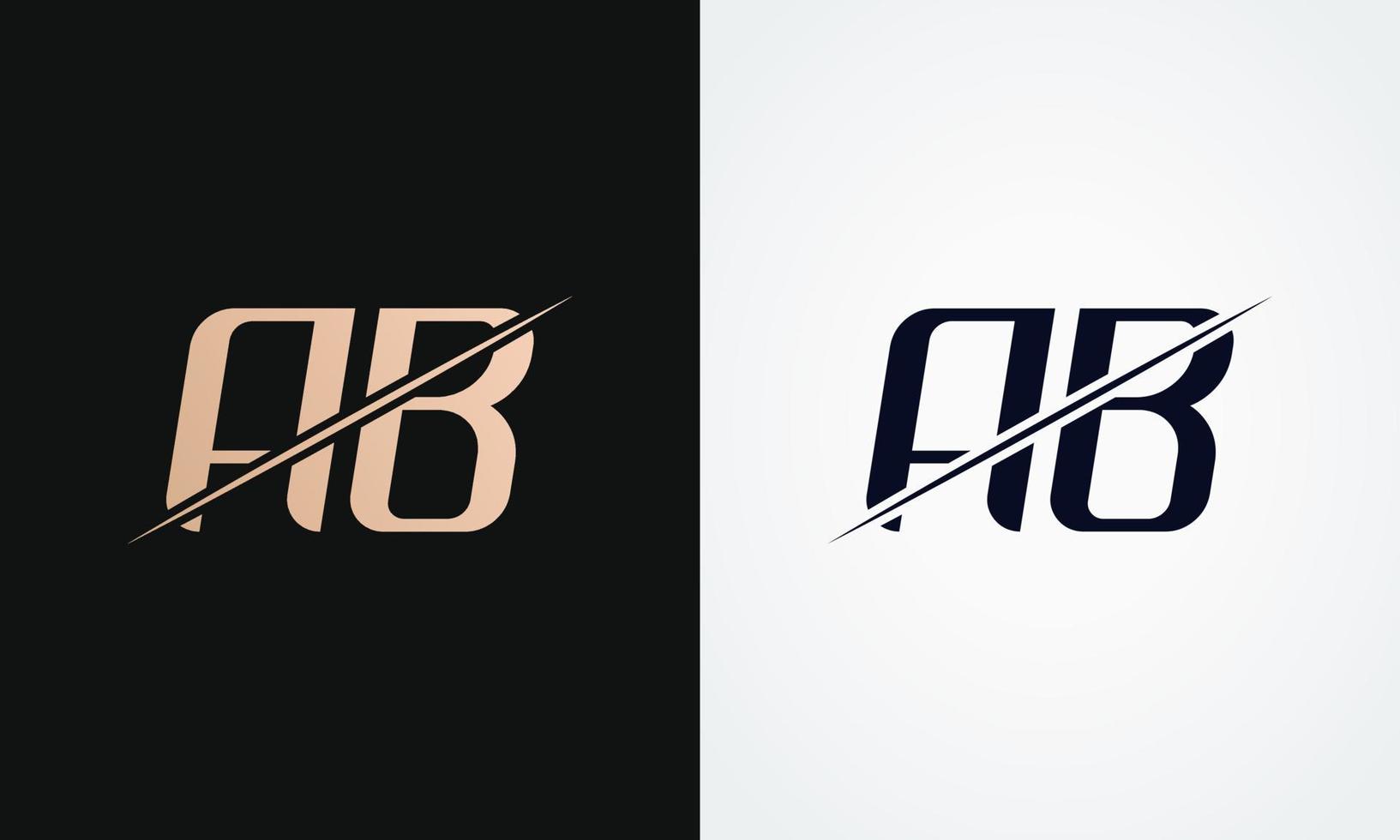 ab Brief Logo Design Vektor Vorlage. Gold und schwarz Brief ab Logo Design