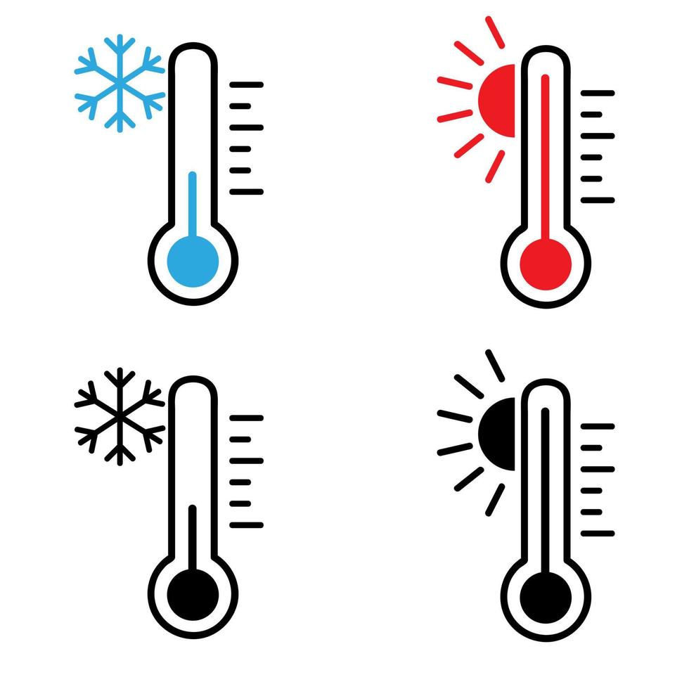 Temperatur Vektor Symbol cet. heiß und kalt Klima Illustration Zeichen Sammlung. Thermometer Symbol.