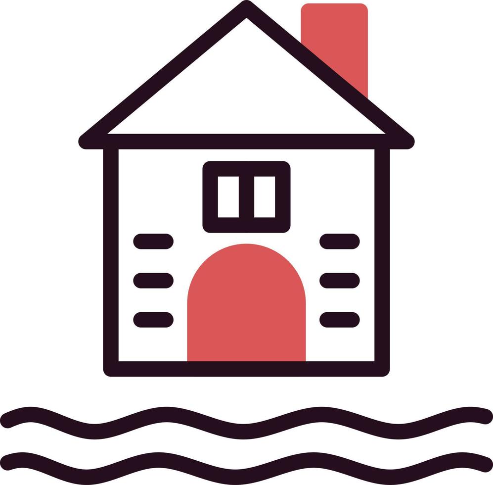 översvämmad hus vektor ikon