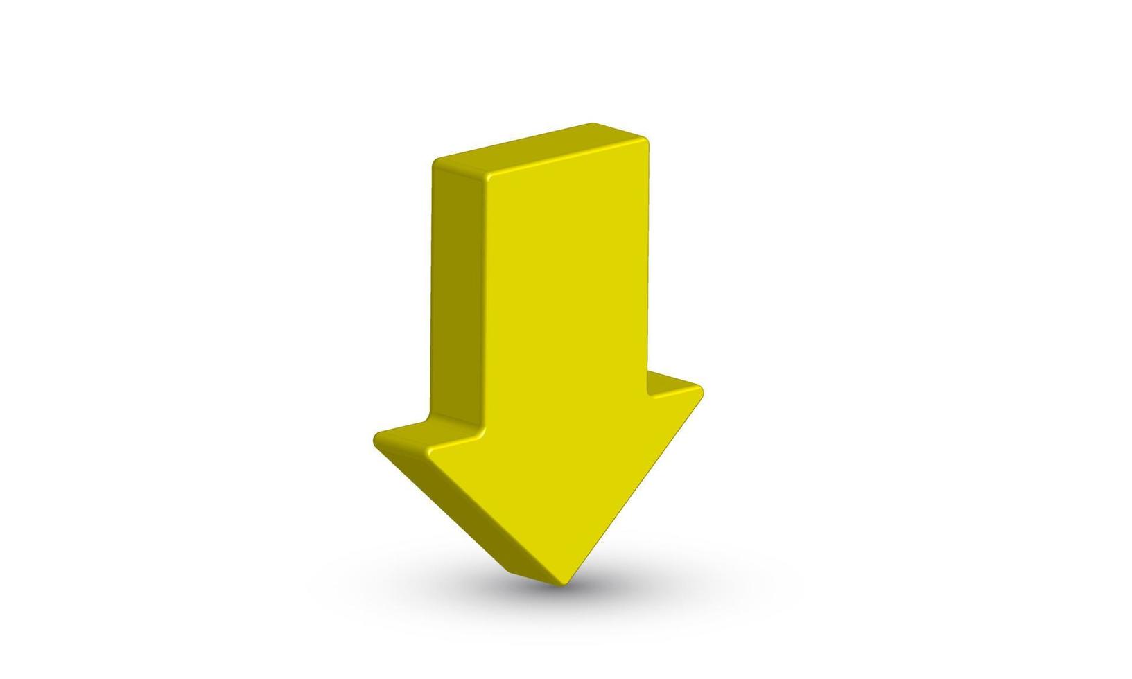 illustration realistisk gul ladda ner knapp vektor symbol ikon 3d kreativ isolerat på bakgrund