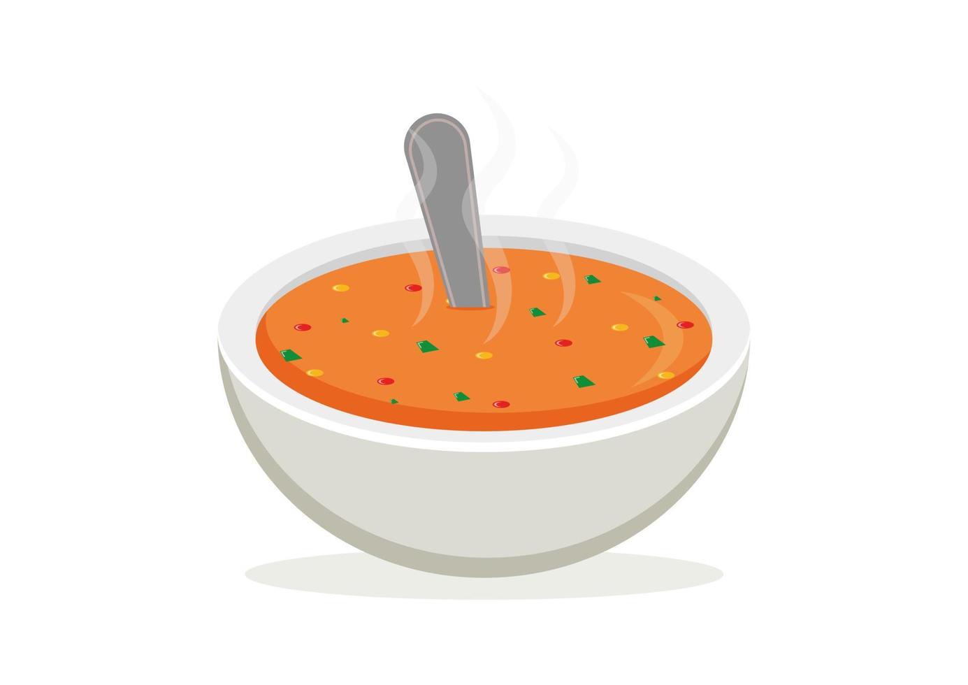Schüssel mit heiß Gemüse Suppe Vektor Clip Art isoliert auf Weiß Hintergrund